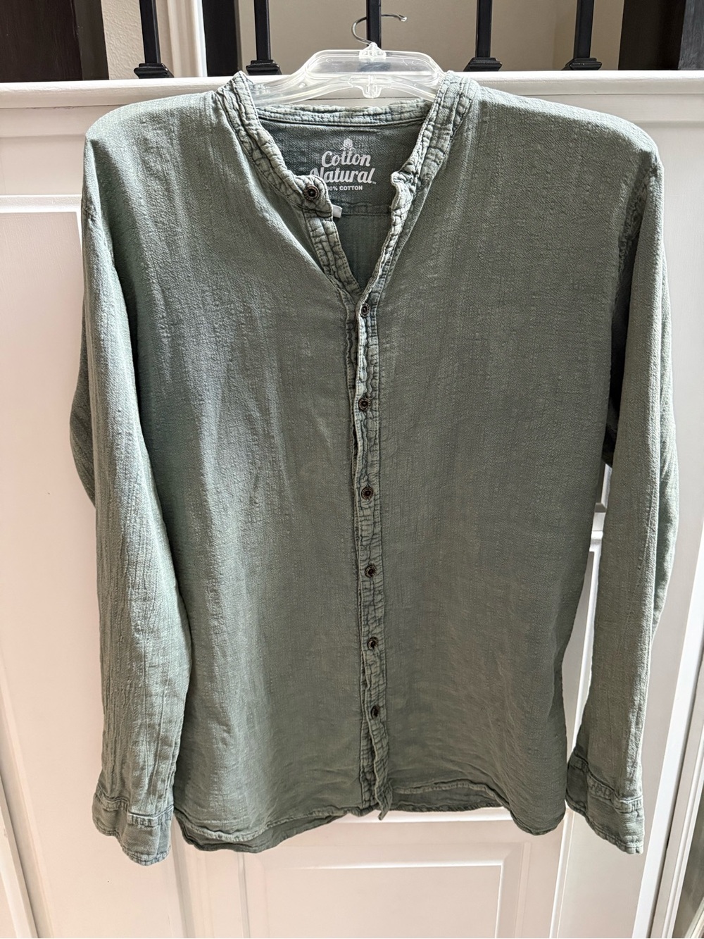 Cotton Natural Men's Lightweight Sage Button-Down Shirt